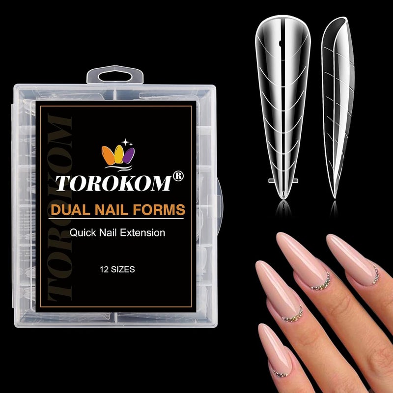 TOROKOM أشكال أظافر مزدوجة لجيل التمديد بولي 120 قطعة هيكل جيل الأظافر بولي نصائح أظافر ستيلتو لتصميم فن الأظافر صالون وDIY - Image 1
